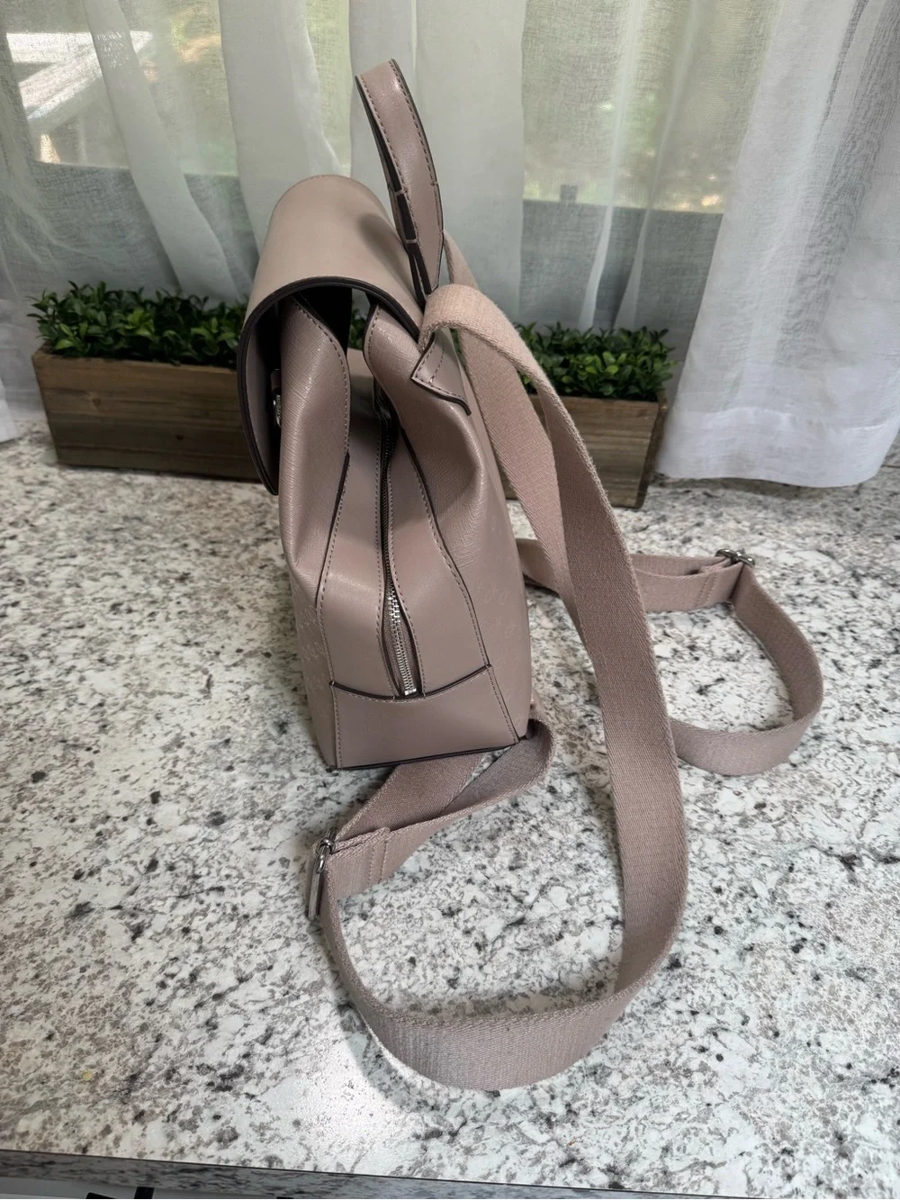 Calvin Klein Blush Pink Logo-Print Backpack